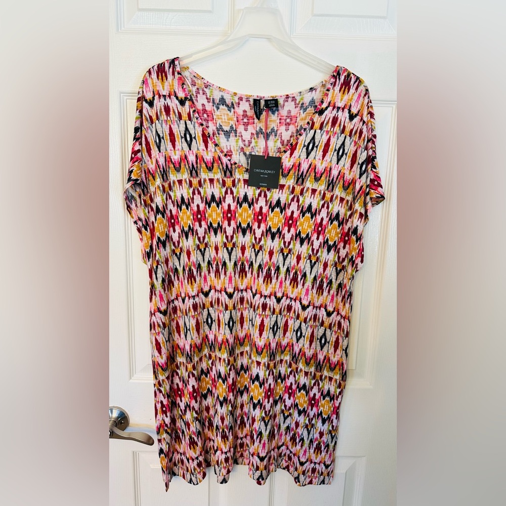 NEW Cynthia Rowley multicolor southwestern vibes shirt womens size 2X XXL 2XL